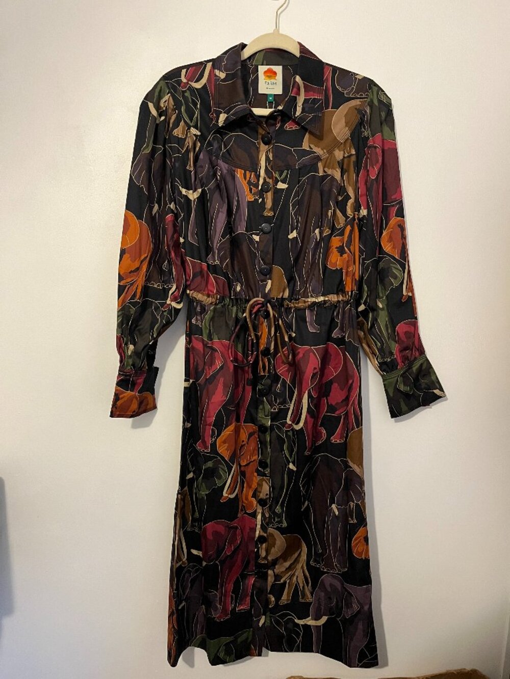 NWT Farm Rio Green Elephants Maxi Dress Unique Size Medium NEW